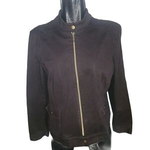 Lindor Brown Zippered Moto Style Light Jacket 16